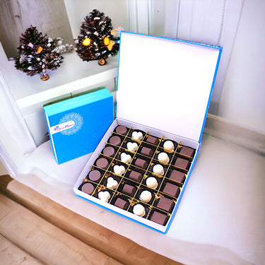 Box of Assorted Chocolate, 30pcs, White Truffles, Crunchy Wafer, Hazel Nuts, Mix Nuts, Plain Milk Bar